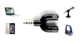 Адаптер SSE Audio 3.5mm M 4pin - 2x3.5mm F 3pin чорний, numer zdjęcia 3
