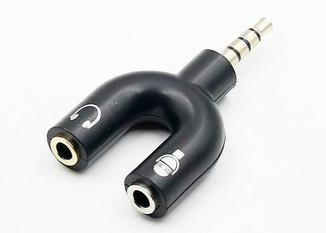 Адаптер SSE Audio 3.5mm M 4pin - 2x3.5mm F 3pin чорний, фото №5