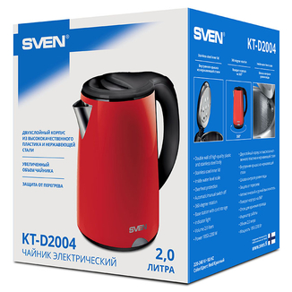 Чайник электрический SVEN KT-D2004 красный (2 л.), фото №3