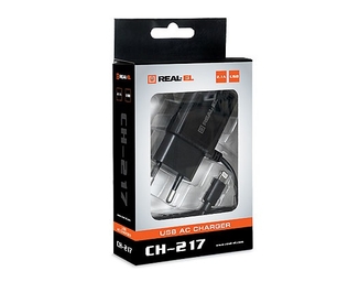 Зарядное устройство REAL-EL CH-217 USB (Lightning  кабель + USB), фото №3
