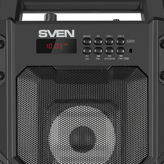 Колонка SVEN PS-435 Black (20W, TWS, Bluetooth, FM, USB, microSD, LED-display, RC, 2x2000mA*h), photo number 6