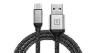 Кабель REAL-EL Premium USB A - Type C Leather 1m чорний-срібло, фото №2