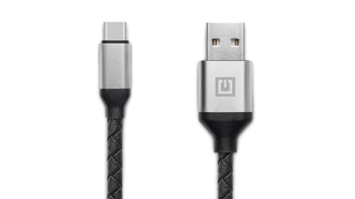 Кабель REAL-EL Premium USB A - Type C Leather 1m чорний-срібло, numer zdjęcia 3