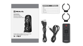 Колонка REAL-EL X-787 Black (80Вт, bluetooth, підсвічування, TWS, USB, Micro SD, пульт ДК), numer zdjęcia 5