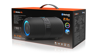Колонка REAL-EL X-735 Black (24Вт, Bluetooth, USB, AUX, 3600мА*год), photo number 3