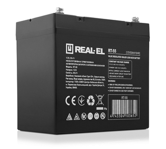 Акумуляторна батарея REAL-EL RT-55 (12V 55Ah), numer zdjęcia 2