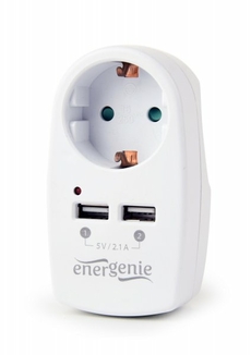 Зарядний пристрій Energenie EG-ACU2-02 на  2 USB по 2.1 A з наскрізною розеткою, фото №2
