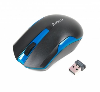 Миша A4Tech G3-200 N USB V-Track  , бездротова, 1000dpi, чорна+ блакитний, numer zdjęcia 2