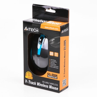 Миша A4Tech G3-200 N USB V-Track  , бездротова, 1000dpi, чорна+ блакитний, numer zdjęcia 5