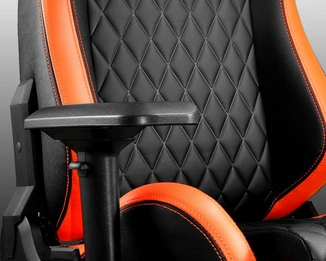 Крісло ігрове ARMOR S, дихаюча екошкіра, сталевий каркас, чорний+помаранчевий, numer zdjęcia 8