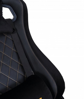 Крісло ігрове ARMOR S Royal, дихаюча екошкіра, сталевий каркас, текстура замші, чорний, фото №8