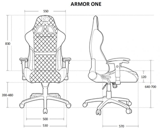 Крісло ігрове ARMOR One EVA , чорний+рожевий, фото №6