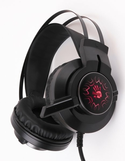 Навушники ігрові Bloody J437  з мікрофоном, колір чорний, підсвічування, фото №2