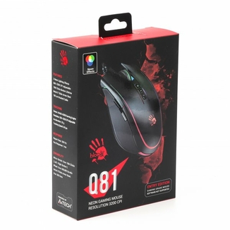 Миша ігрова A4-Tech Bloody Q81, чорна, з підсвічуванням Curve, USB, numer zdjęcia 5