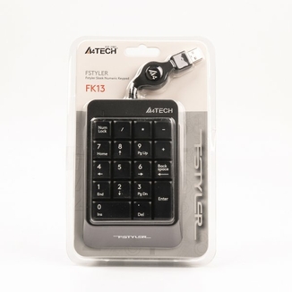 Клавіатура цифрова A4Tech FK13 (Grey), USB, кабель, що змотується (70 см) сіра, фото №5