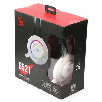 Гарнітура ігрова Bloody G521 (White) з мікрофоном, Hi Fi, 7.1 віртуальний звук, підсвічування 7 кольорів, USB, колір білий, фото №7