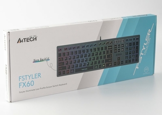 Клавіатура A4-Tech Fstyler FX60, сірий колір, USB, неонове підсвічування, фото №6