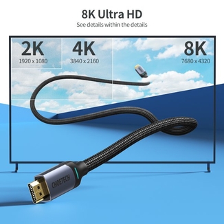 Кабель у коробці Choetech XHH01, HDMI V.2.1, вилка/вилка, з позолоченими контактами, 2 м, numer zdjęcia 4