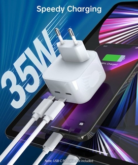 Мережевий зарядний пристрій Choetech Q5008-EU-WH, 2 USB-С, фото №5