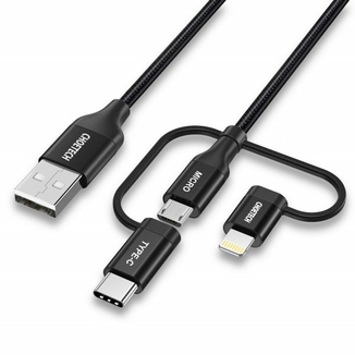 Кабель Choetech IP0030-BK, USB 2.0  AM-папа/Lightning/Micro/Type-C USB, 1.2 м., фото №2
