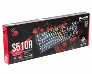 Механічна клавіатура A4Tech Bloody S510R, червоні світчі, чорна, RGB підсвічування клавіш, USB, фото №5