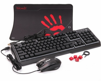 Комплект A4Tech Bloody B1700 (Black)  ігровий, клавіатура, миша, килимок USB, фото №6