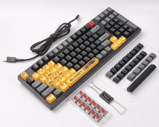 Механічна клавіатура A4Tech Bloody S98 (Sports Lime), BLMS Red Switch, RGB підсвічування клавіш, USB, чорно-жовтий, фото №10