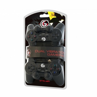 Подвійний ігровий геймпад Gembird JPD-UDV2-01, USB інтерфейс, вібрація, чорний колір, фото №4