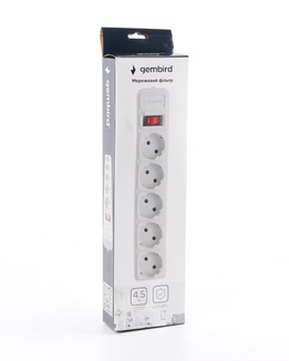 Мережевий фільтр Gembird SPG5-G-15G, 4.5 м кабель, 5 розеток, сірого кольору, numer zdjęcia 3