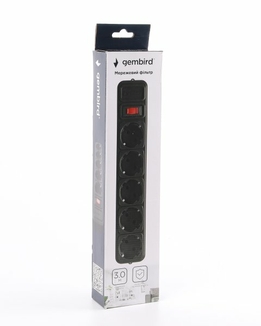 Мережевий фільтр Gembird SPG5-G-10B, 3 м кабель, 5 розеток, чорного кольору, numer zdjęcia 3