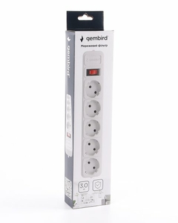 Мережевий фільтр Gembird SPG5-G-10G, 3 м кабель, 5 розеток, сірого кольору, numer zdjęcia 3