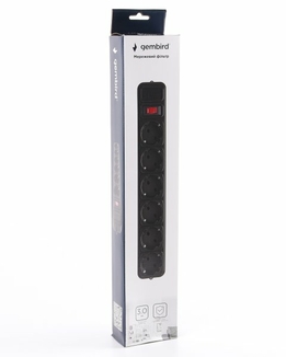 Мережевий фільтр Gembird SPG6-G-10B, 3 м кабель, 6 розеток, чорного кольору, numer zdjęcia 3