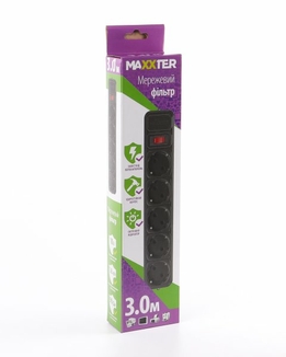 Мережевий фільтр Maxxter SPM5-G-10B чорний, 3 м кабель, 5 розеток, numer zdjęcia 3
