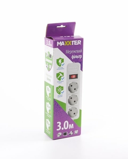 Мережевий фільтр Maxxter SPM3-G-10G, сірий, 3 м кабель, 3 розетки, фото №3