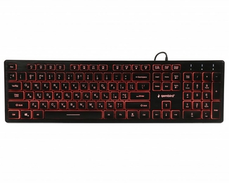 Клавіатура дротова Gembird KB-UML3-01-UA, українська розкладка, 3-х кольорове підсвічування клавіш, чорний колір, фото №2