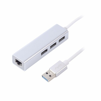 Адаптер, з USB на Gigabit Ethernet NEAH-ЗP-01, 3 Ports USB 3.0 1000 Mbps, метал, сірий, photo number 2