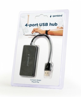 Хаб Gembird UHB-U2P4-04 на 4 порти USB 2.0, пластик, чорний, фото №3