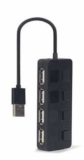 Хаб на 4 порти USB 2.0 UHB-U2P4-05, пластик, чорний, фото №4