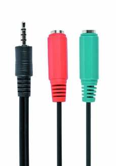 Аудіо-кабель Cablexpert CCA-417, з 4-х контактної 3.5 мм вилки на дві 3.5 мм розетки (стерео аудіо + моно мікрофон), фото №2