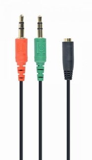 Аудіо кабель-перехідник Cablexpert CCA-418 з 4-х контактної 3.5 мм вилки на дві 3.5 мм розетки (стерео аудіо + моно мікрофон), photo number 2