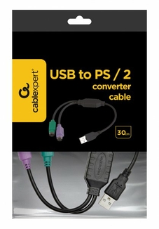 Перехідник Cablexpert UAPS12-BK, USB А-папа/2х PS/2, 30 см кабель, фото №4