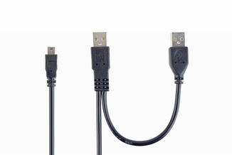Кабель Cablexpert CCP-USB22-AM5P-3, преміум якість, подвійний USB 2.0 A-папа/міні USB 2.0 5-пін, 0.9 м, numer zdjęcia 2
