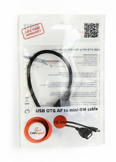 Кабель-адаптер USB OTG Cablexpert A-OTG-AFBM-002 для пристроїв, AF - Mini BM, 0.15 м., фото №3