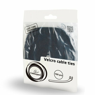 Закріплювальний хомут-липучка Cablexpert VT-210x12, чорний, 100 шт в упаковці, фото №5