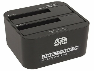 Док-станція Agestar 3UBT6-6G (Black), для 2.5''/3.5'' SATA HDD, USB 3.0, 2 слоти, чорний, photo number 2