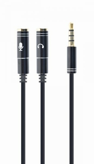 Аудіо-кабель Cablexpert CCA-417M, з 4-х контактної 3.5 мм вилки на дві 3.5 мм розетки (стерео аудіо + моно мікрофон), numer zdjęcia 2