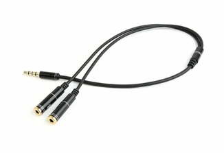 Аудіо-кабель Cablexpert CCA-417M, з 4-х контактної 3.5 мм вилки на дві 3.5 мм розетки (стерео аудіо + моно мікрофон), фото №3