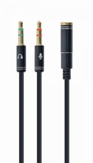 Аудіо кабель-перехідник Cablexpert CCA-418M з 4-х контактної 3.5 мм вилки на дві 3.5 мм розетки (стерео аудіо + моно мікрофон), numer zdjęcia 2