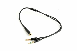 Аудіо кабель-перехідник Cablexpert CCA-418M з 4-х контактної 3.5 мм вилки на дві 3.5 мм розетки (стерео аудіо + моно мікрофон), photo number 3