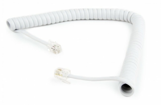 Телефонний спіральний кабель для слухавки Cablexpert TC4P4CS-2M-W, 2 метра білий, фото №3